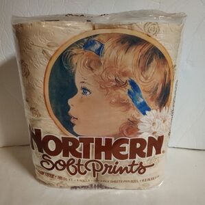 Vintage 1986 Northern Soft Prints Bathroom Tissue 4 Pack 2 Ply Peach Color NIP